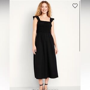 Old Navy Fit & Flare lightweight smocked midi dress large petite NWT
